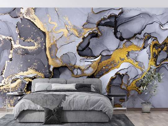Wall mural - Purple with gold and white