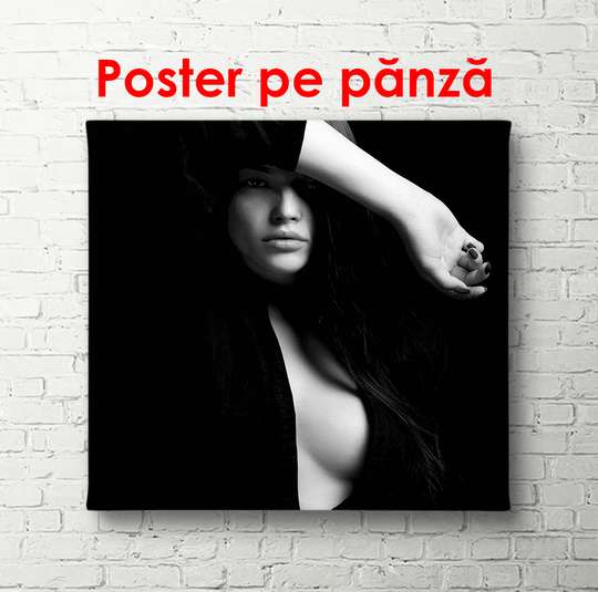 Poster - Black, 100 x 100 см, Framed poster, Nude