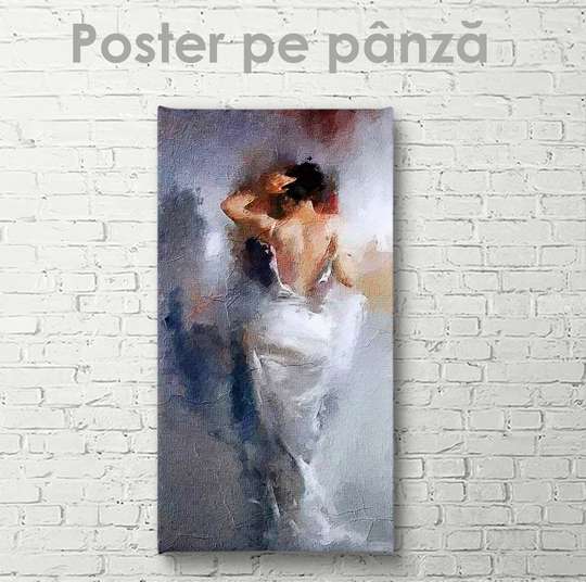 Постер - Девушка в белом платье, 30 x 90 см, Холст на подрамнике