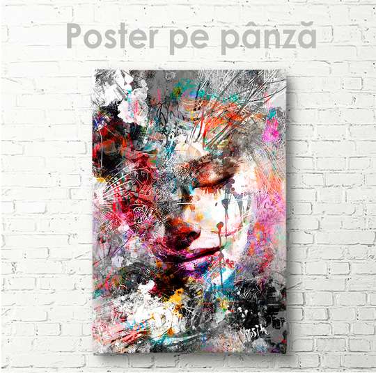 Постер - Красочный портрет девушки, 30 x 45 см, Холст на подрамнике