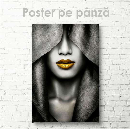 Постер - Желтые губы, 30 x 45 см, Холст на подрамнике