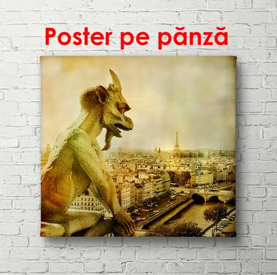 Poster - Ancient Paris with a beautiful view, 100 x 100 см, Framed poster