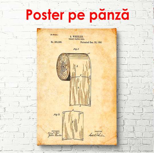 Poster - sketch of toilet paper, 60 x 90 см, Framed poster