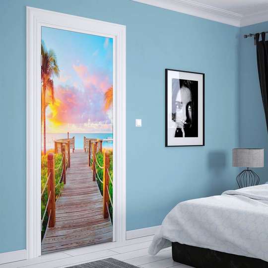 3Д наклейка на дверь, Тихий пляж, 60 x 90cm