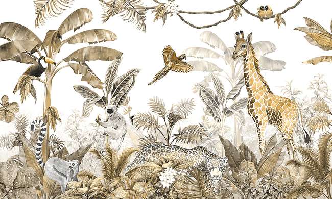 Wall mural for the nursery - Animals in the rainforest
