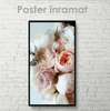 Poster - Luxurious peonies, 45 x 90 см, Framed poster on glass, Flowers